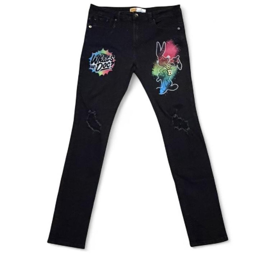 Warner Bros. Vintage Black Skinny Jeans with Colorful Graphic